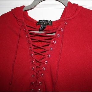 ⚜️ Forever21 Red Lace-Up Hoodie ⚜️